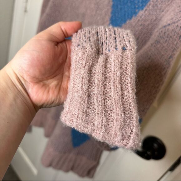 Toad&Co Daybreak Pink Blue Heart Print Wool Blend Cotati Dolman Sweater Sz S - Picture 5 of 9